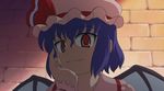  bat_wings fang hat jpeg_artifacts maikaze remilia_scarlet ribbon screencap solo touhou touhou_musou_kakyou wings 