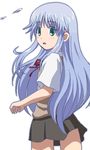 awa blue_hair green_eyes index long_hair looking_back lowres oekaki school_uniform solo to_aru_majutsu_no_index 