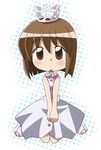  brown_eyes brown_hair chibi crown dress hagiwara_yukiho idolmaster idolmaster_(classic) idolmaster_1 short_hair solo yoshiwo_(kanikama) 