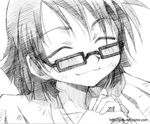  glasses gofu greyscale monochrome rinko_jerad sketch smile solo traditional_media ueki_no_housoku 