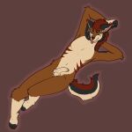  absurd_res anthro canid canine canis coyote foreskin genitals hi_res jackal lying male mammal muscular navel on_back penis slim solo toastiecoyote toastiecoyote_rumo 