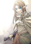  bad_id bad_pixiv_id blue_eyes brown_hair elf long_hair original pointy_ears solo sword tuanzi weapon 