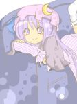  bad_id bad_pixiv_id couch hat patchouli_knowledge purple_eyes purple_hair ribbon solo touhou yuiko-satou 