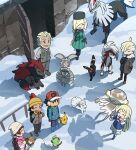  4boys 4girls absurdres alolan_vulpix alternate_color ash_ketchum backpack bag beanie beard black_hair blonde_hair blue_coat boots brown_bag brown_boots brown_eyes chloe_(pokemon) coat commentary day dress eevee facial_hair fur_hat furry gladion_(pokemon) goh_(pokemon) grookey hat highres holding_strap humanoid_robot jacket lillie_(nihilego) lillie_(pokemon) long_hair long_sleeves lusamine_(pokemon) lycanroc lycanroc_(midnight) magearna magearna_(normal) mittens mohn_(pokemon) multiple_boys multiple_girls nihilego outdoors pants pikachu pink_mittens pokemon pokemon_(anime) pokemon_(creature) pokemon_journeys red_hat robot shiny_pokemon shirt shuan_0420 silvally snow snowball standing umbreon vest zipper_pull_tab zoroark 