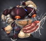 anthro arm_hair balls belly belly_hair big_balls big_muscles big_nipples big_pecs big_penis blush bodily_fluids body_hair canid canine canis chest_hair clothing ejaculation english_text eyewear flustered genitals glasses growth hi_res huge_balls huge_pecs huge_penis jockstrap lactating leg_hair male male_lactation mammal muscle_growth musclegut muscular muscular_male navel nethgoorat nipples pec_grab pecs penis raised_arm saggy_balls sniffing sniffing_clothes solo sweat tail tail_motion tailwag text torn_clothing underwear underwear_sniffing vein veiny_penis wolf