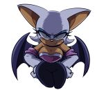  anthro bat big_breasts breasts cleavage clothed clothing corythec female frown green_eyes hair hi_res looking_at_viewer mammal rouge_the_bat sega solo sonic_the_hedgehog_(series) white_hair wide_hips wings 