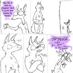  1:1 2026 2_horns 3_fingers 5_panel_comic antelope anthro apology betty_(weaver) blush blush_lines blushing_profusely bodily_fluids bovid braces breasts canid canine canis clenched_teeth clothed clothed_anthro clothed_male clothing collared_shirt color_coded color_coded_speech_bubble comic covering covering_breasts dialogue dik-dik door duo ellipsis embarrassed english_description english_text exclamation_point eyewear female fingers fully_clothed fully_clothed_anthro fully_clothed_male glasses head_tuft hi_res hooved_fingers hooves horn male mammal navel nipples onomatopoeia open_door open_mouth pack_street panties panties_only pointy_speech_bubble round_glasses scut_tail shirt short_tail sound_effects speech_bubble spot_color standing sweat sweatdrop tail teeth text the_weaver topless topwear true_antelope tuft underwear underwear_only unnamed_character wolf 