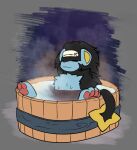  2026 bathing digital_drawing_(artwork) digital_media_(artwork) eyes_closed feet feral fur generation_4_pokemon hi_res lone_(lonewolffl) lonewolffl luxray male nintendo pawpads paws pokemon pokemon_(species) simple_background smile solo tail toes water 