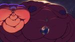  2025 anthro belly big_belly blonde_hair canid canine earth fox fur hair hi_res huge_belly huge_moobs hyper hyper_belly male mammal meowmymyamo moon morbidly_obese nipples obese overweight planet pyrocynical red_body red_fur solo tagme weight_gain youtuber 
