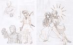  bad_id bad_pixiv_id between_fingers braid brown fighting_stance hairband hong_meiling izayoi_sakuya kinnikuman knife konpaku_youmu long_hair maid monochrome multiple_girls pentagon_(kinnikuman) short_hair sketch sword torinone touhou twin_braids warsman weapon 