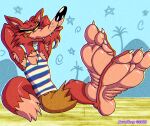  anthro armpit_hair body_hair canid canine feet five_nights_at_freddy's floor foot_fetish fox foxy_(fnaf) jusosleep male mammal pirate pirate_cove presenting relaxing scottgames solo wood wood_floor 