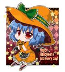  :&gt; alternate_costume bad_id bad_pixiv_id bat_wings blue_hair chibi cookie dress food hat noai_nioshi red_eyes remilia_scarlet short_hair solo touhou wings 