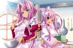  2girls absurdres apron cooking highres hikage_eiji koihime_musou multiple_girls pink_hair sonken sonshoukou 