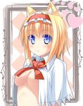  :&lt; alice_margatroid animal_ears anni_minto blonde_hair blue_eyes breasts capelet cat_ears hairband highres medium_breasts open_clothes solo touhou underboob 