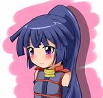  akatsuki_(log_horizon) bare_shoulders blue_hair blush detached_sleeves log_horizon long_hair ponytail purple_eyes senyou6060 solo 