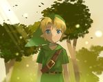  bad_id bad_pixiv_id blonde_hair blue_eyes hat leaf link male_focus pointy_ears solo standing the_legend_of_zelda tree yuki_(vicious) 