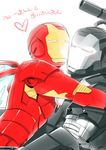  2boys armor iron_man marvel mcu multiple_boys tony_stark war_machine white_background yaoi 