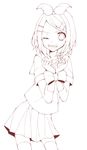  bad_id bad_pixiv_id bow hair_ornament hairclip kagamine_rin lineart monochrome nidanmepile short_hair solo thighhighs transparent_background vocaloid 