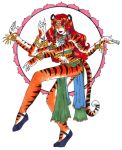  2007 dancing feline female hindu_mythology jewelry looking_at_viewer mammal multi_arm multi_limb pantherine shiva sue-chan_(artist) tiger 