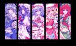  apron ascot bad_id bad_pixiv_id blonde_hair blue_eyes bow braid brooch crescent dress finger_licking flandre_scarlet frown hair_bow hat hat_ribbon hong_meiling izayoi_sakuya jewelry licking light_smile long_hair looking_at_viewer maid_headdress midriff mob_cap multiple_girls navel olmatown parted_lips patchouli_knowledge purple_hair red_eyes red_hair remilia_scarlet ribbon robe short_hair short_sleeves side_ponytail silver_hair skirt skirt_set star striped striped_dress touhou twin_braids vest waist_apron wings 