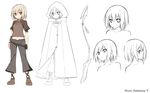  character_sheet copyright_name looking_at_viewer partially_colored pixiv_fantasia pixiv_fantasia_5 red_eyes short_hair simple_background sky_(freedom) upper_body weapon white_background 