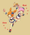  2girls ana_(warioware) drink food horubein kat kat_(warioware) multiple_girls warioware 