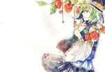  blue_eyes chinese_lantern_(plant) green_hair hat rod_of_remorse shiki_eiki shiratsuyu solo touhou wide_sleeves 