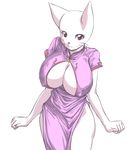  animal_ears breasts cat_ears china_dress chinese_clothes chinese_dress cleavage cleavage_cutout covered_nipples dress erect_nipples furry hataraki_ari huge_breasts looking_at_viewer lowres no_humans red_eyes side_slit simple_background solo 