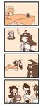  &gt;_&lt; 6+girls :p closed_eyes comic flying_sweatdrops folded_ponytail hair_ornament hibiki_(kantai_collection) houshou_(kantai_collection) inazuma_(kantai_collection) kantai_collection kongou_(kantai_collection) low_twintails lr_hijikata monochrome multiple_girls musical_note naka_(kantai_collection) o_o satsuki_(kantai_collection) star tongue tongue_out twintails 