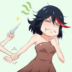  :t =_= akanerun bad_id bad_pixiv_id blush closed_eyes kill_la_kill matoi_ryuuko multicolored_hair needle_phobia sweatdrop syringe towel 