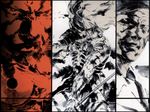  gun lowres metal_gear_(series) metal_gear_solid_2 mk_23_pistol multiple_boys official_art raiden roy_campbell shinkawa_youji solid_snake suppressor sword weapon 