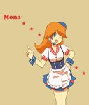  1girl horubein maid mona mona_(warioware) orange_hair solo waitress warioware 
