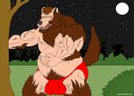 2013 anthro belly biceps big_muscles canine chubby claws clothing fangs full_moon fur growth hair human male maxime-jeanne moon muscles nipples open_mouth overweight pecs pose solo transformation vein werewolf wolf 