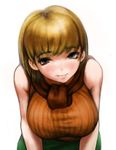  1girl ashley_graham blonde_hair blue_eyes breasts capcom large_breasts resident_evil resident_evil_4 sgk short_hair smile solo sweater 