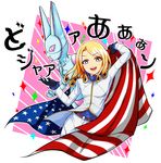  american_flag blonde_hair curly_hair dirty_deeds_done_dirt_cheap funny_valentine gloves jojo_no_kimyou_na_bouken long_hair multiple_boys seta_makoto stand_(jojo) steel_ball_run 