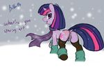  boltswift butt cum cum_in_ass cum_inside equine female feral friendship_is_magic horn horse leg_warmer legwear looking_back mammal my_little_pony pony pussy scarf snow solo stockings twilight_sparkle_(mlp) unicorn 