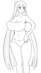  ball bandeau bangs bare_shoulders bikini blunt_bangs bow breasts cleavage greyscale hair_bow highres huge_breasts jadf lineart long_hair monochrome navel panty_&amp;_stocking_with_garterbelt skindentation solo stocking_(psg) straight_hair strapless swimsuit very_long_hair 