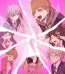  4girls asahina_aoi black_hair blue_eyes braid brown_hair danganronpa danganronpa_1 dread enoshima_junko fukawa_touko genocider_shou glasses grin hagakure_yasuhiro hairlocs kirigiri_kyouko monokuma multiple_boys multiple_girls naegi_makoto necktie pink_hair purple_eyes purple_hair sleeves_rolled_up smile spoilers susutake_(pixiv) togami_byakuya twin_braids twintails 