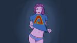  alien awesomenauts clothing coco_nebulon eyes_closed female hair navel panties pink_body purple_hair shirt shirt_lift solo thatguyyoudontknow underwear 