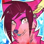  canine cyan_tongue facial_piercing female fox fur hair looking_at_viewer mammal nayel-ie piercing pink_fur pink_hair purple_nose solo tongue whiskers 