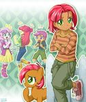  apple_bloom_(eg) babs_seed_(eg) babs_seed_(mlp) boots bow clothing equestria_girls equine female fence freckles friendship_is_magic green_eyes group hair horse hula_hoop human looking_at_viewer mammal my_little_pony pink_hair pony purple_hair red_hair scootaloo_(eg) shirt shorts sneakers sweetie_belle_(eg) two_tone_hair uotapo 