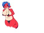  anthro big_breasts bikini blue_hair breasts chubby dragon erect_nipples female hair horn milf mother nipples parent solo swimsuit zonkpunch 