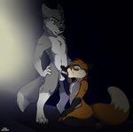  balls canine claws digitigrade duo erection eyes_closed fellatio folf fox gay hand_on_hip hindpaw hybrid kneeling male mammal muzz nude oral oral_sex pawpads paws penis plain_background sex standing toes wolf 