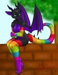  canine collar dragon female heterochromia horn hybrid mammal nude solo spikes teamsuujiku wings 