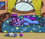  anthro anthrofied bed big_breasts book breasts cleavage clothed clothing crescent_(mlp) cskairi equine female friendship_is_magic hair horn horse lying mammal midriff multi-colored_hair my_little_pony pajamas plushie pony reading shining_armor_(mlp) smile solo star_sparkle_(mlp) twilight_sparkle_(mlp) twilight_velvet_(mlp) unicorn window 