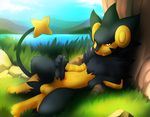  balls black_penis come_hither darkmirage erection feline feral fur king king_(the_luxray) lion looking_at_viewer luxray lying male mammal masturbation naughty_face nintendo nude orange_eyes outside penis pok&#233;mon pok&eacute;mon pose presenting royalty shiny_pok&#233;mon shiny_pokemon sky solo video_games yellow_fur 