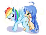  bestiality blue_hair blush bottomless child clothing clyndemoon crossover equine female feral fisting friendship_is_magic green_eyes hair horse human interspecies izumi_konata lesbian looking_back lost_my_keys mammal my_little_pony nude open_mouth pegasus penetration plain_background pony pussy_juice rainbow_dash_(mlp) shirt vaginal vaginal_penetration white_background wings young 