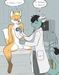  anthro blush canine doctor doctor's_office english_text erection fox gay handjob heartbeat humor interspecies lizard male mammal medical metal_(artist) necronomicon nude penis reptile scalie stethoscope teal_skin text unprofessional_behavior 