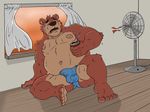  anthro bear beer belly beverage biceps bulge chubby clothing fan griz_urso male mammal muscles overweight sitting solo sweat tight_clothing underwear 