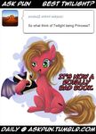  book comic equine female feral friendship_is_magic horse mammal my_little_pony pony pun_pony sitting solo text tumblr twilight_(series) 